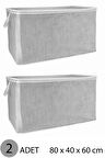 (2 ADET)alas Gri Çizgili Fermuarlı Mega Boy Hurç Yastık-yorgan-kıyafet Düzenleyici 80*40*60 Cm