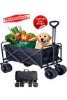 Katlanır El Arabası Wagon Araba Kamp Arabası 100 Kg Taşıma Kapasiteli Outdoor Plaj Kamp Arabası