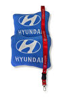 Hyundai Uyumlu Nakışlı Mavi Polar Ortopedik Araç Seyahat Boyun Yastık | Hyundai Oto Ayna Askısı