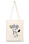 Snoopy Love %100 Pamuk Bez Omuz Çantası