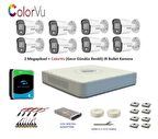 Hikvision 2mp 8 kameralı Dış ortam AHD HD-TVI ColorVu Gece Renkli Kamera Seti 4TB Disk