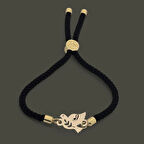 İncelikli Tasarıma Sahip Kuş Motifli 14 Ayar Altın Plakalı I Harfi Bilekliği