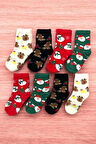8 Çift Burun Dikişsiz Yumuşacık Çocuk Yılbaşı Temalı Çorap