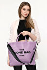 İCONE BAG Mor The Icone Bag Paris İşlemeli Tote Kadın Kol Çantası ve Omuz Çantası