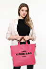 İCONE BAG Pembe The Icone Bag Paris İşlemeli Tote Kadın Kol Çantası ve Omuz Çantası