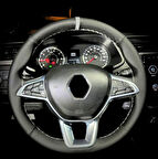 DİKİŞLİ DİREKSİYON KILIFI SİYAH DERİ NOKTALI DERİ GRİ YÜZÜK GRİ DİKİŞLİ R. EXPRESS İÇİN