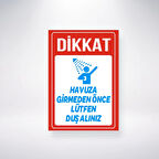 Havuza Girmeden Önce Duş alınız Sticker 20X28 Cm