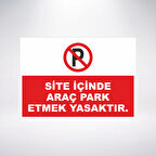 site içinde araç park etmek yasaktır Sticker 20X28 Cm