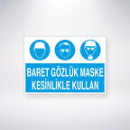 Baret Gözlük Maske Kesinlikle Kullan Sticker 20X28 Cm