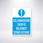 Kullandığınız Takım ve Malzemeyi Yerine Koyunuz Sticker 20X28 Cm