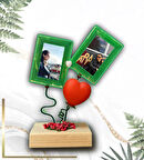 AHŞAP ÇERÇEVE İKİLİ KALPLİ YEŞİL