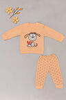 Bebek 2’li Takım – Sevimli Köpek Baskılı Sweatshirt ve Noktalı Pantolon