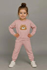 Sevimli Ayıcık Nakışlı %100 Pamuk 2’li Çocuk Eşofman Takımı