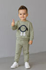 Erkek Çocuk Nakışlı İki Parça Eşofman Takımı %100 Pamuk