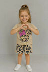 Leopar Desenli Kız Çocuk Yazlıık Takım