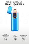 Çift Taraflı Elektrikli Usb Şarjlı Mavi Çakmak