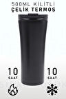 500 Ml Kilitli Siyah Termos