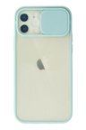 Newface Apple iPhone 12 Kılıf Palm Buzlu Kamera Sürgülü Silikon - Turkuaz