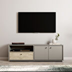 TV Sehpası Duo Gri Traverten 136 cm