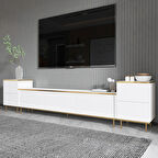 TV Sehpası Kozan Set Beyaz Gold 260 cm