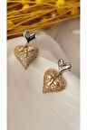 ZİRKON ÇİFT TAŞLI KALP METAL GOLD KÜPE