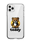 iPhone 11 Pro Max Teddy Desenli Premium Şeffaf Silikon Kılıf