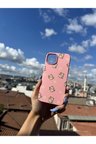 İphone SE 3.Nesil (2022) Uyumlu Sevimli Kedi Tasarımlı Telefon Kılıfı - Şeker Pembe