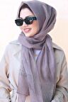 Taşlı Leylak Rengi İpek Şal