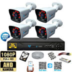 4 Kameralı 250 GB HDD 5MP Lensli 1080P FULLHD Kamera Seti - Su Gecirmez- Sabit İP Gerektirmez