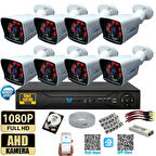 8 Kameralı 1 TB HDD 5MP Lensli 1080P FULLHD Kamera Seti - Su Gecirmez- Sabit İP Gerektirmez
