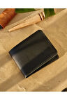 Hakiki Deri Cüzdan Siyah Renk - 6 Kartlık + Nakit Bölmeli - Cep Boyu Şıklık