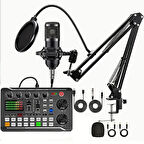 Profesyonel Mikrofon Seti Canlı Yayın Ses Mikseri Kartı Kayıt Stüdyosu Podcast  Oluşturma