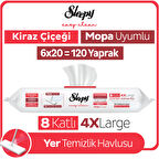 Sleepy Easy Clean Kiraz Çiçeği Mopa Uyumlu Yer Temizlik Havlusu&Mendili 6x20 (120 Yaprak)
