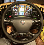 Scania Tır Araçlarına Uyumlu Direksiyon Kılıfı (Siyah Deri Siyah Dikişli)