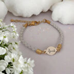 14 Ayar Altın Plakalı Beyaz Deri Yumuşak Dokulu İpek Bilekliği