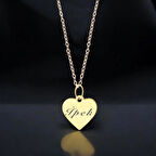 Romantik Kalp Motifli 14 Ayar Altın Plakalı İpek Kolyesi
