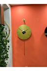 Gold Ceviz-gravity Pendulum-orta Boy (37X80CM) ,metal Camlı Duvar Saati
