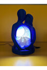 Farklı Renklerde Işıklı Mavi Biblo Gece Lambası