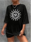 Modavera Bisiklet Yaka Baskılı T-shirt - Siyah