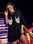 Modavera Baskılı Oversize T-shirt - Siyah