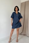 Modavera Mavi Tencel Kuplu Elbise