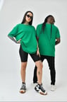 Modavera Unisex Basic Bisiklet Yaka Oversize T-Shirt - Yeşil