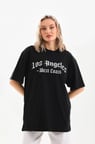Modavera Unisex Baskılı Oversize T-Shirt - Siyah