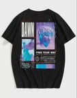 Modavera Unisex Baskılı Oversize T-Shirt - Siyah
