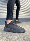 Tb204 Flex Bağcıklı Keten Kumaş Erkek Günlük Sneaker Ayakkabı Kst - Siyah