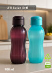 Suluk 2'li Set Su Şişesi BPA Free Okul Suluğu PP-5 Suluk Spor Okul Ofis Suluğu Mürdüm-Mavi 900 ml