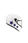 Tek Renk Üçlü Yıldız (triple Star Helmet Stickers) Kask Sticker Etiket Modeli 2