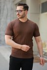 Erkek Kısa Kollu Bisiklet Yaka çizgili Triko Tişört