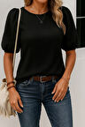 Kadın Kısa Kollu Pileli Balın Kol Bürümcük Bluz
