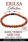 Sertifikalı Terahertz – Kızıl Yemen Akiği Taşı Bileklik (İnce Model) – Koruma, Kararlılık ve Ruhsal Güç Taşı